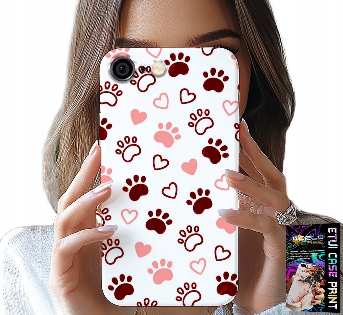 iPhone hoesje (6 Plus) - Hondenpootjes op een witte achtergrond, hond, kat, teddybeer