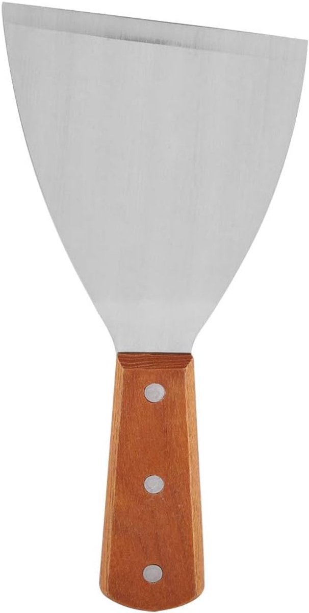 Burger Spatel - Keuken Spatel - Hamburgers Bakken - Hout en Staal - 21 x 10 cm