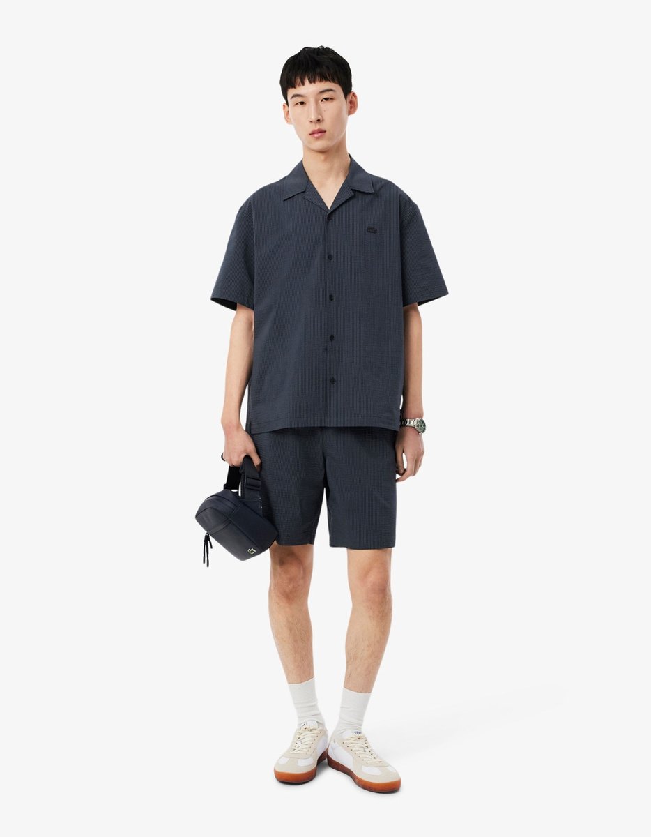 Lacoste Overhemd Lacoste 1hc1 Men’s S/s Woven Shirt Korte Mouw Overhemd Ch2355-61 Blauw