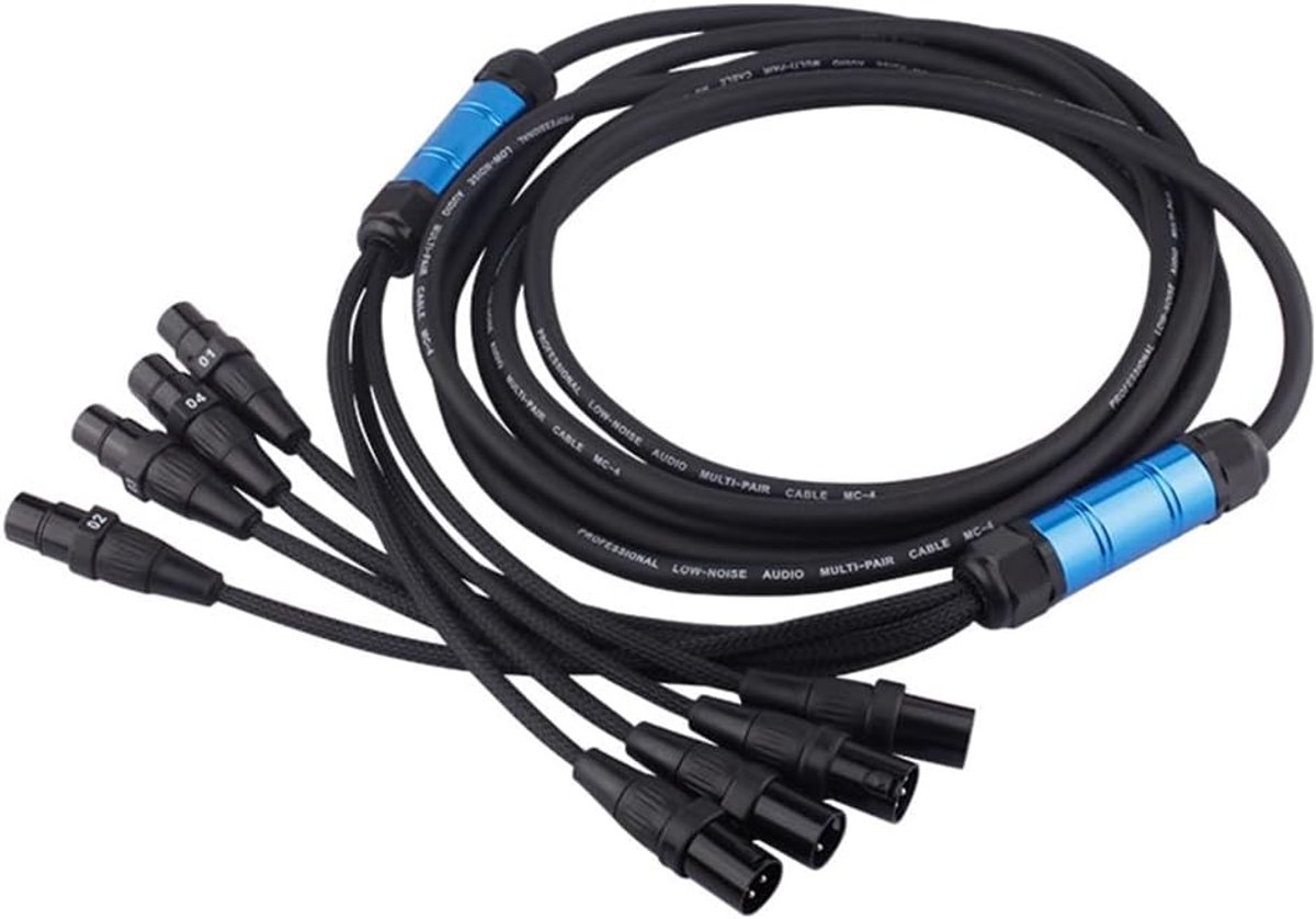 XLR Kabel - Audiokabel Verlengkabel - Podium Geluid - 12 Kanaals Ontwerp - 10 Meter - Zwart