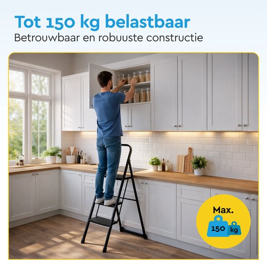 Trap 3 tredes zwart Alu-Smart Wenko | van 't Ende Trap 3 tredes zwart Alu-Smart Wenko | van 't Ende
