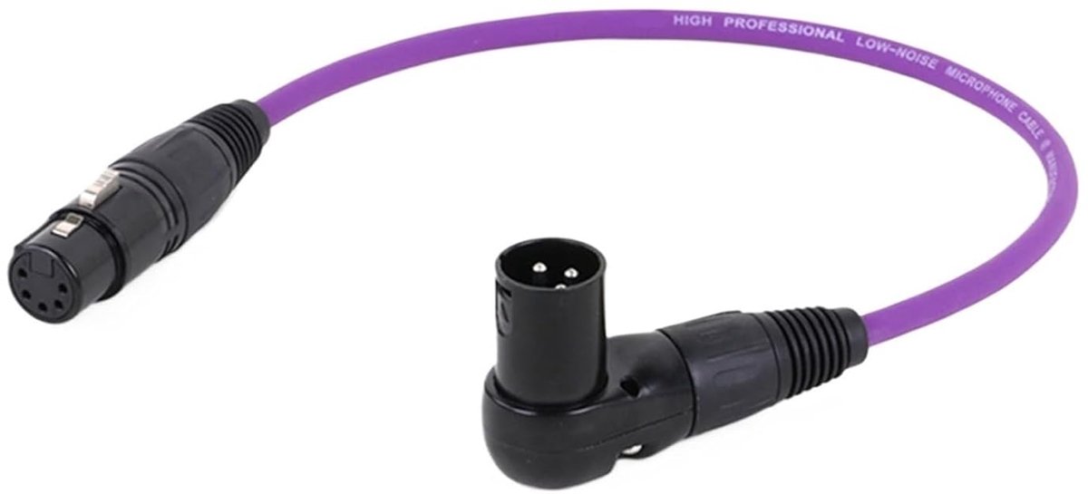 XLR Adapterkabel - Microfoonkabel - Audio Verbinding - Haakse Connector - 10 Meter - Paars