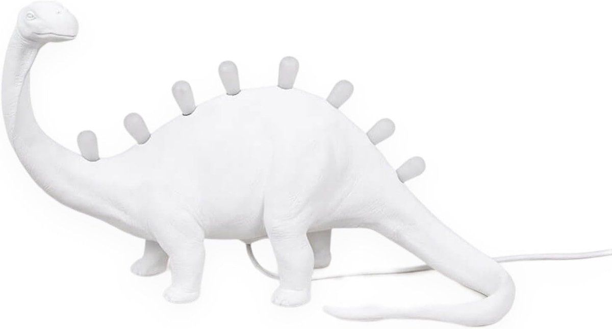Dinosaurus Tafellamp - Unieke Sfeerverlichting - Decoratief Huis - Speels Design - 13x22x13 cm - Wit