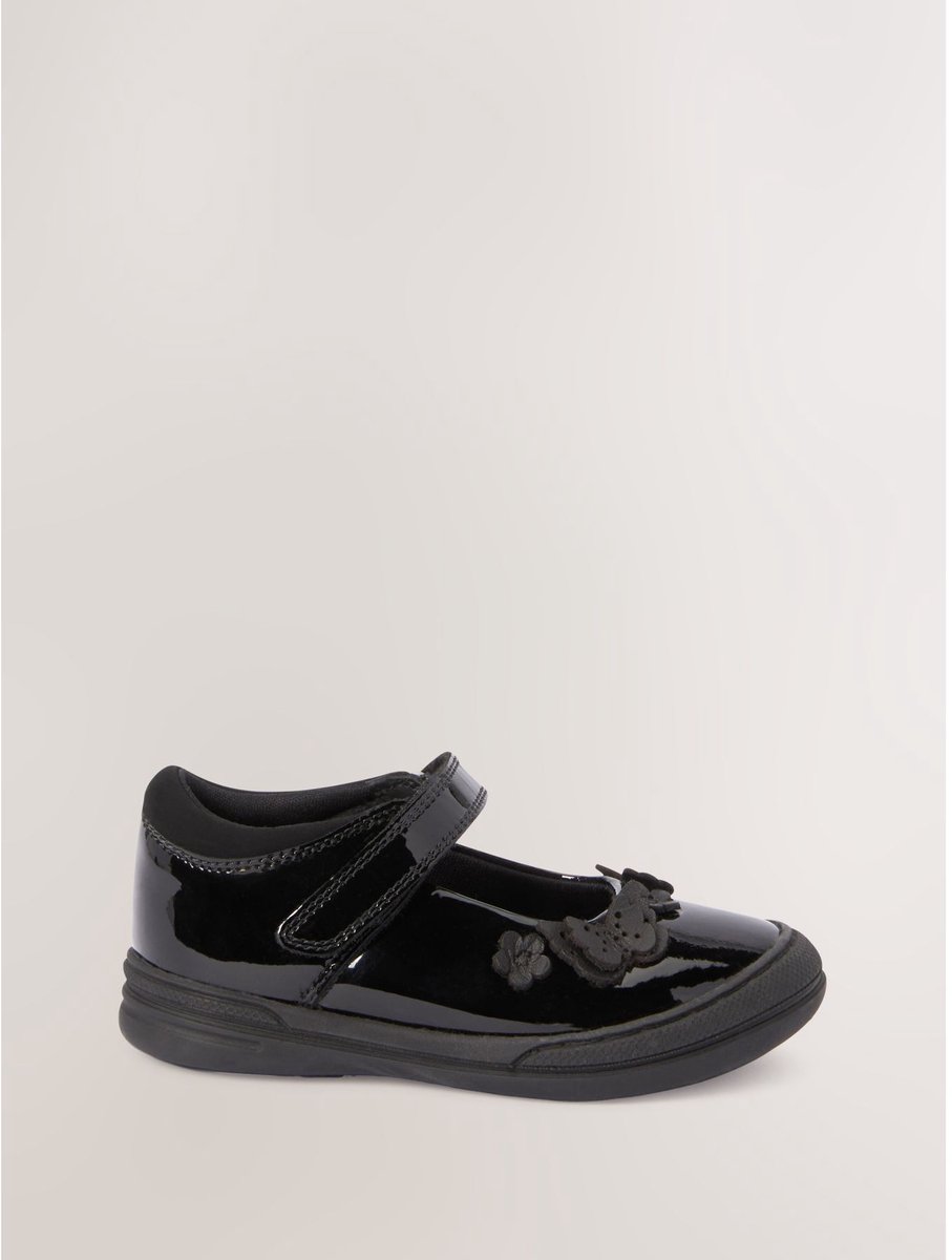 Next - Meisjes - Leren Mary Jane-kinderschoenen voor school met wijde pasvorm (G) - Zwart