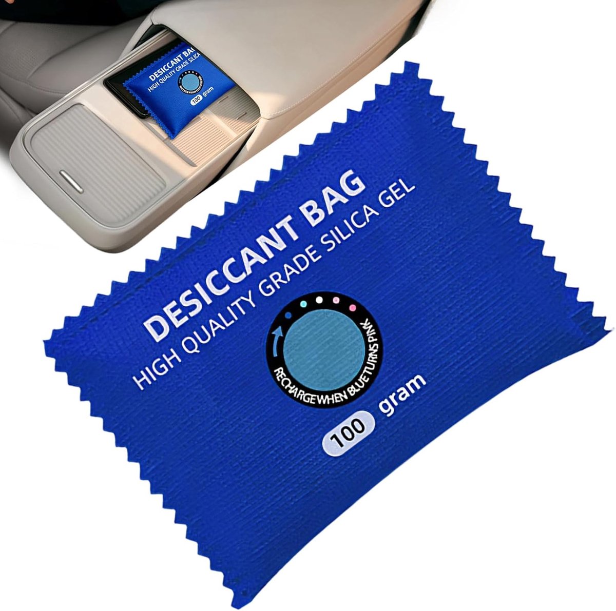 Luchtontvochtiger Zak - Vochtabsorber Auto - Auto Interieur Droog - Herbruikbaar Zonder Stroom - 12 x 8 cm - Blauw