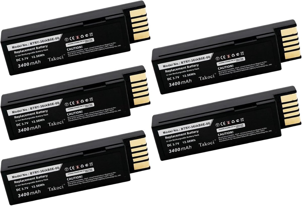 Batterij Vervanging - Scanner Accu - Barcode Scannen - 5 Stuks Set - 3.7V 3400mAh