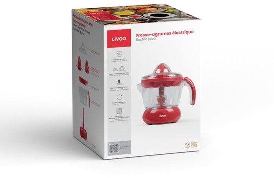 Elektrische sapcentrifuge - LIVOO - DOD131RC - 25 W - 1 grote kegel en 1 kleine kegel - 700 ml - rood van Livoo — afbeelding 4