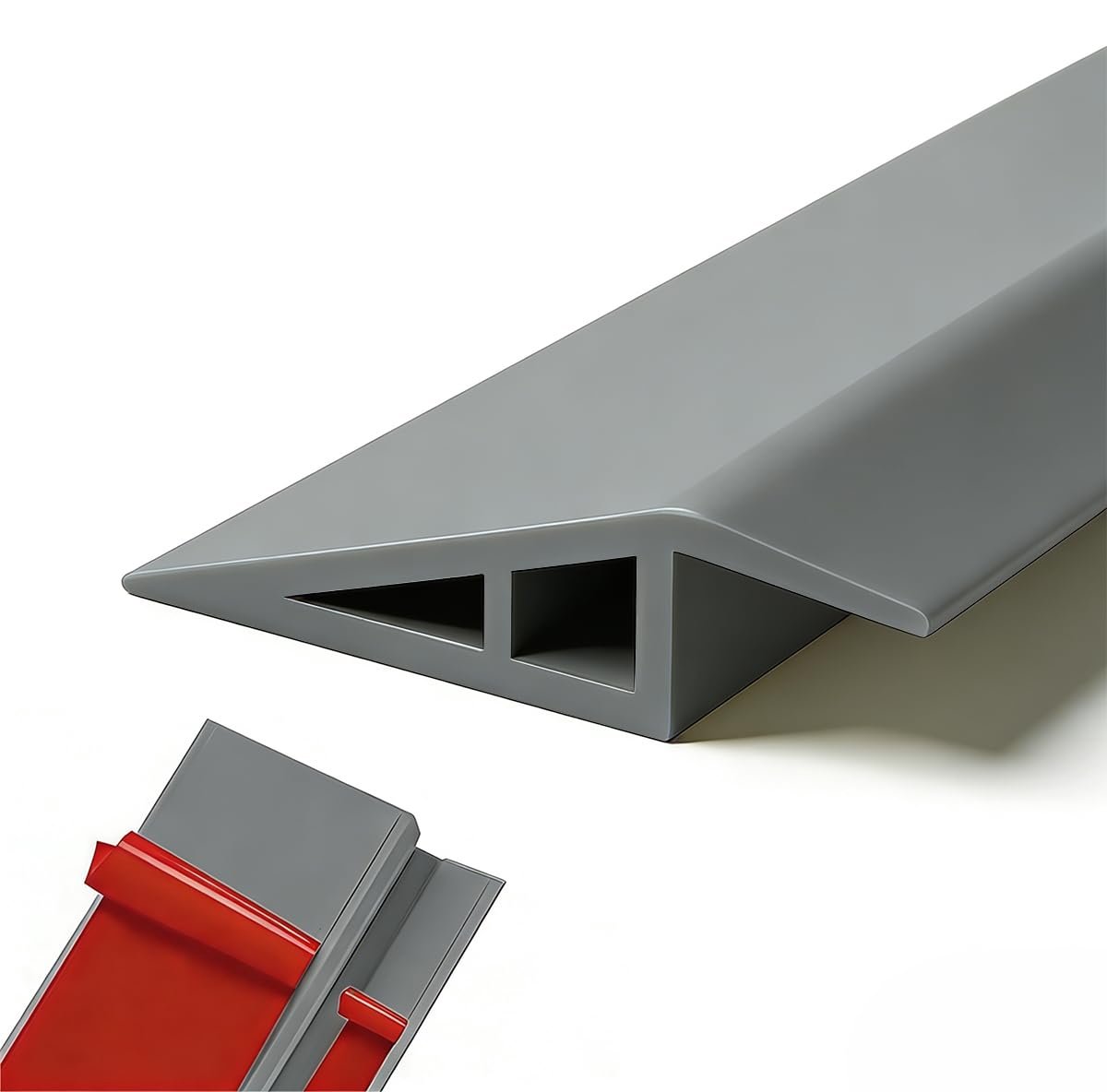 Drempelstrip Zelfklevend - Vloer Overgang - Vloer Egaliseren - Flexibel PVC Materiaal - 1 Meter Lengte - Grijs