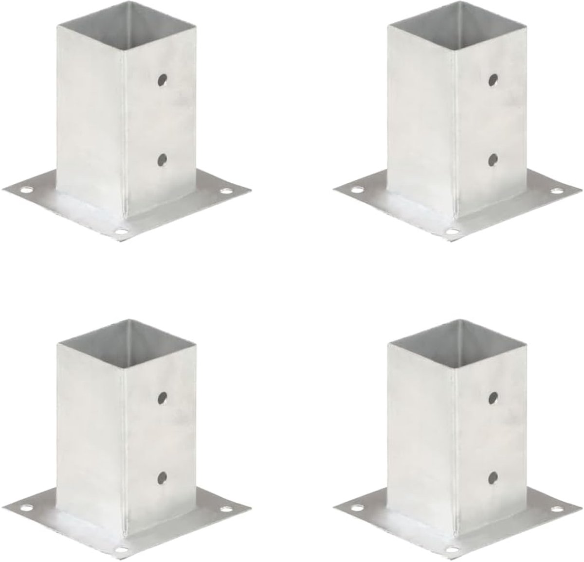 Paalankers 4 stuks - Steunvoeten metaal - Terras bouwen - Verzinkt roestvrij - 81 mm buizen - Metaalkleur