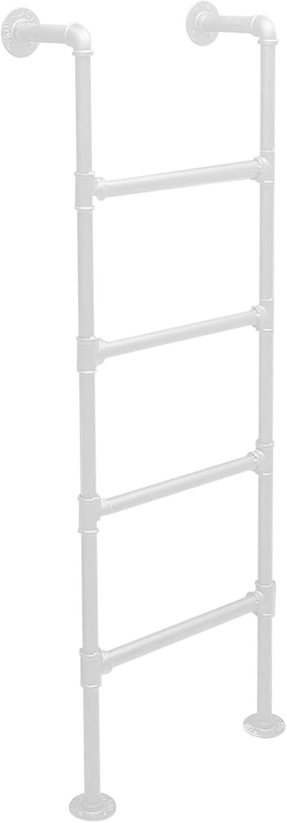 Metalen Klimladder - Stapelbed Ladder - Veilig Instappen - Stevige Constructie - 105cm Hoog - Wit