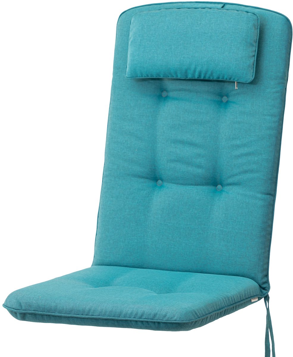 Hobbygarden Benita Azuurblauw Tuinkussen voor Hoge Rug Tuinstoelen – Waterafstotend, UV-bestendig en Extra Comfortabel