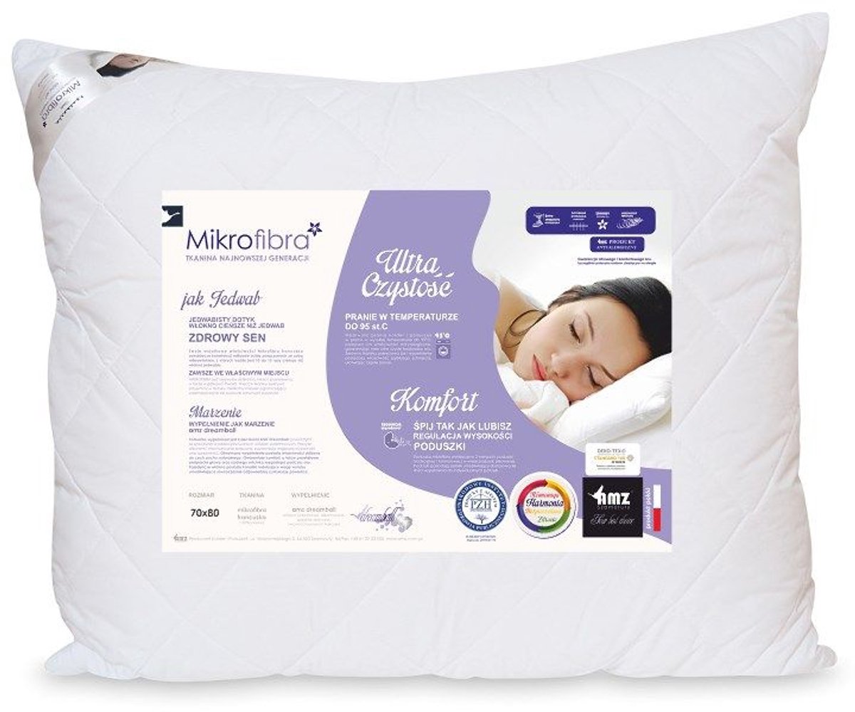 AMZ - Antiallergisch Kussen - 50x70 cm - Wit - Hoogte Aanpasbaar