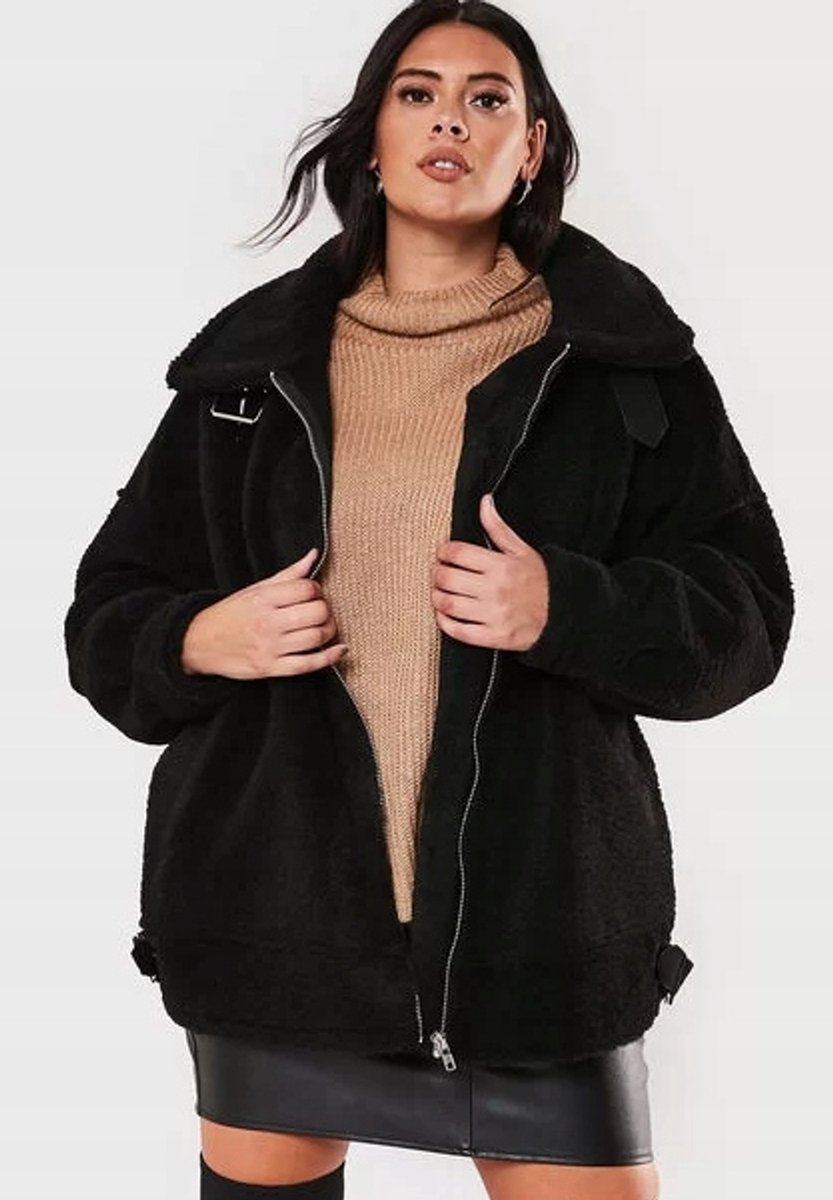 Missguided - Plus Size Damesjas - Grootte 50 - Zwart - Polyester