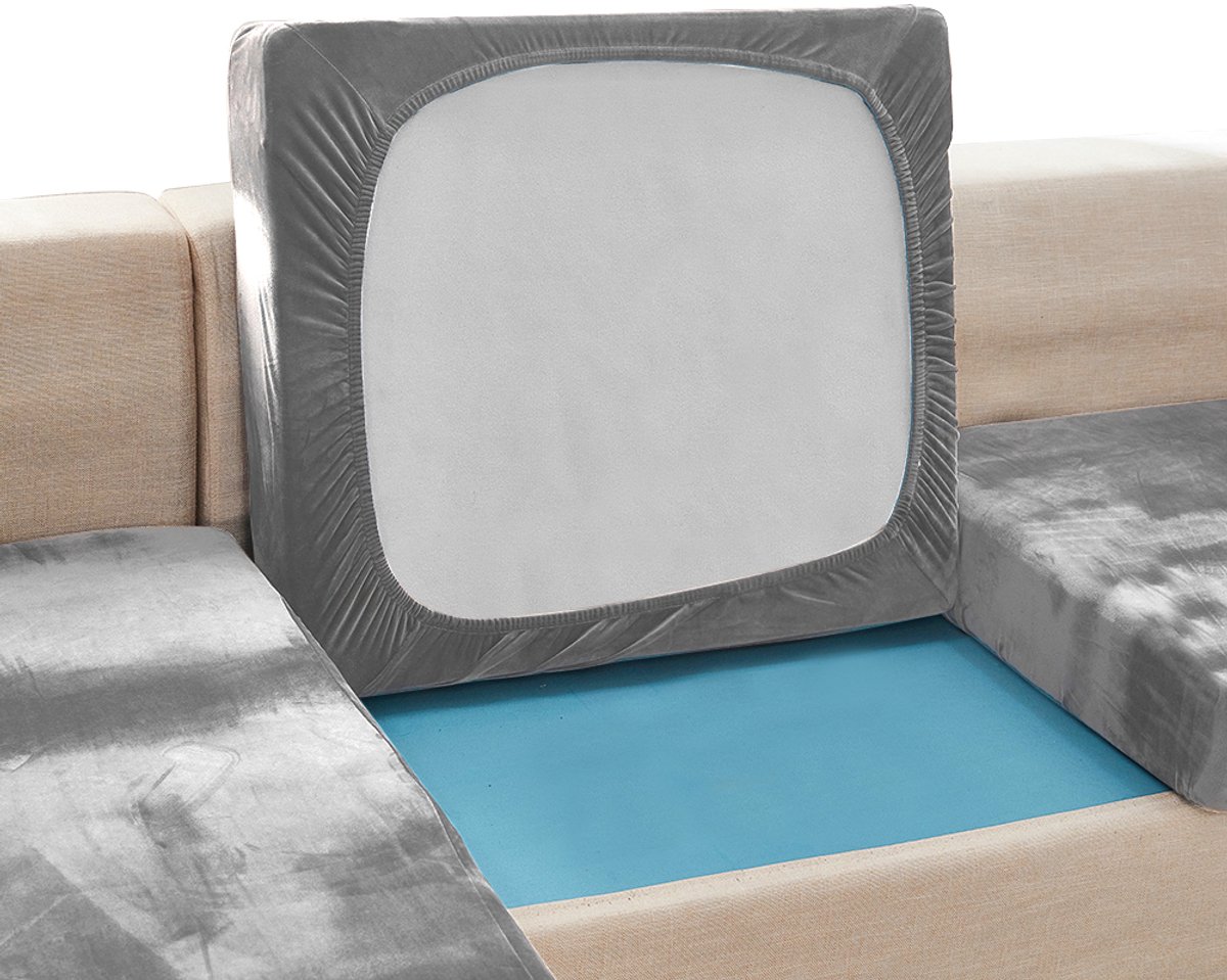 Ubieramy-meble Serie - Lichtgrijze Fluwelen Sofahoes - 165-200 cm