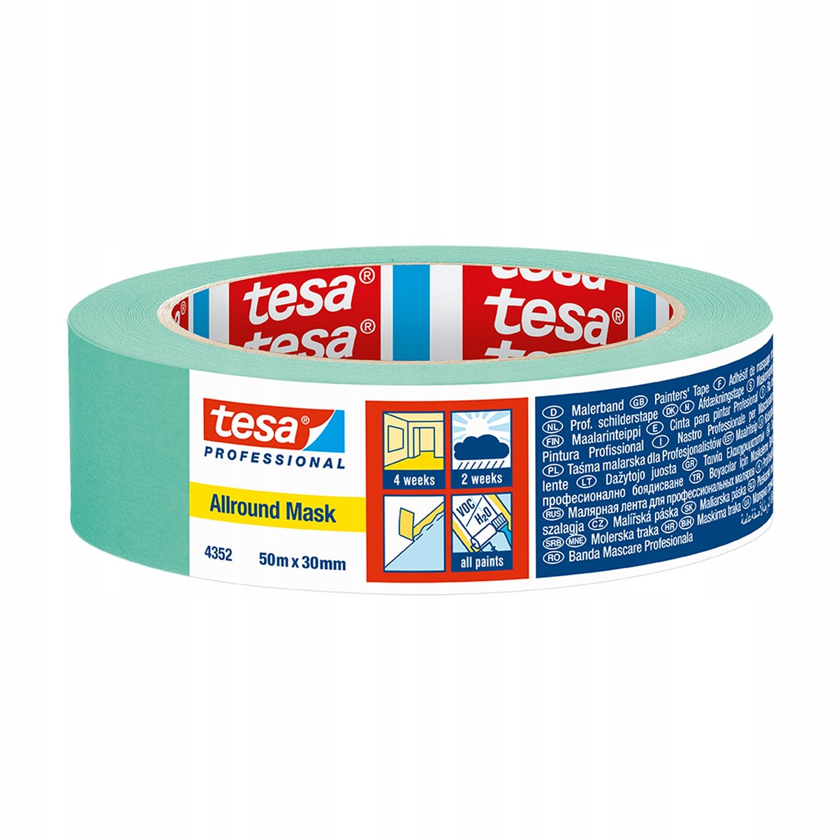 Tesa Allround Mask - Afplaktape - 50m x 30mm - Binnen en Buiten - Miënt
