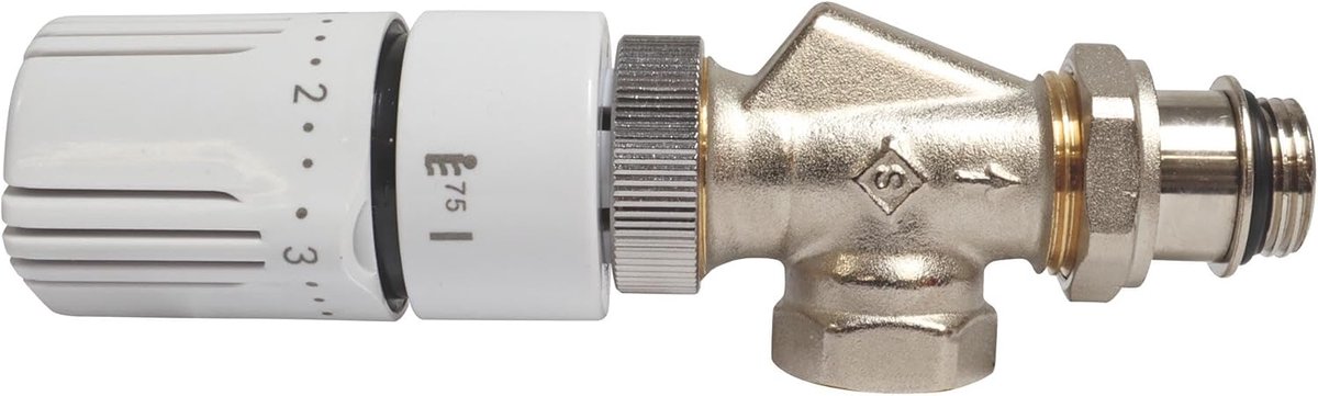 Thermostaatkraan Hoek - Radiatorkraan - Verwarming Regelen - Instelbaar 5-29°C - 1/2 Inch - Grijs