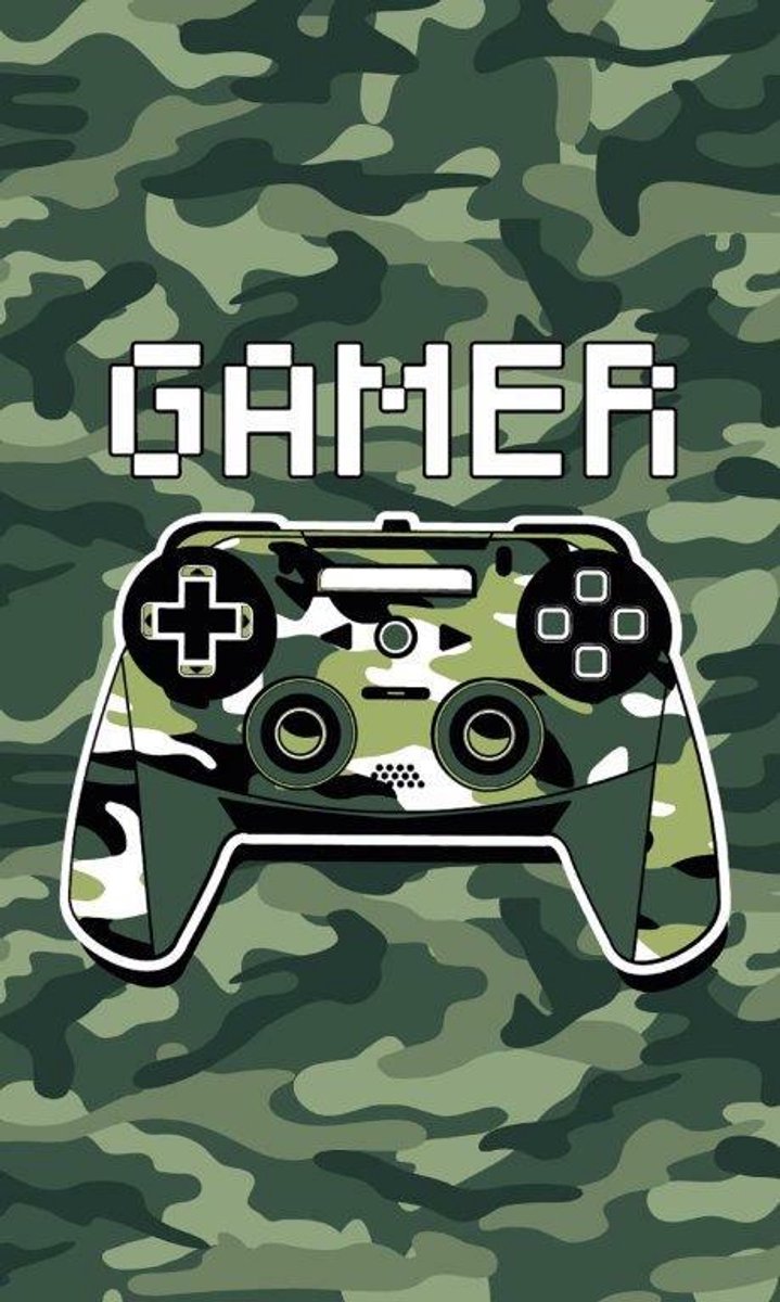 Detexpol - Kinderhanddoek - Gamer Game Over - Legergroen - 30x50 cm - Katoen