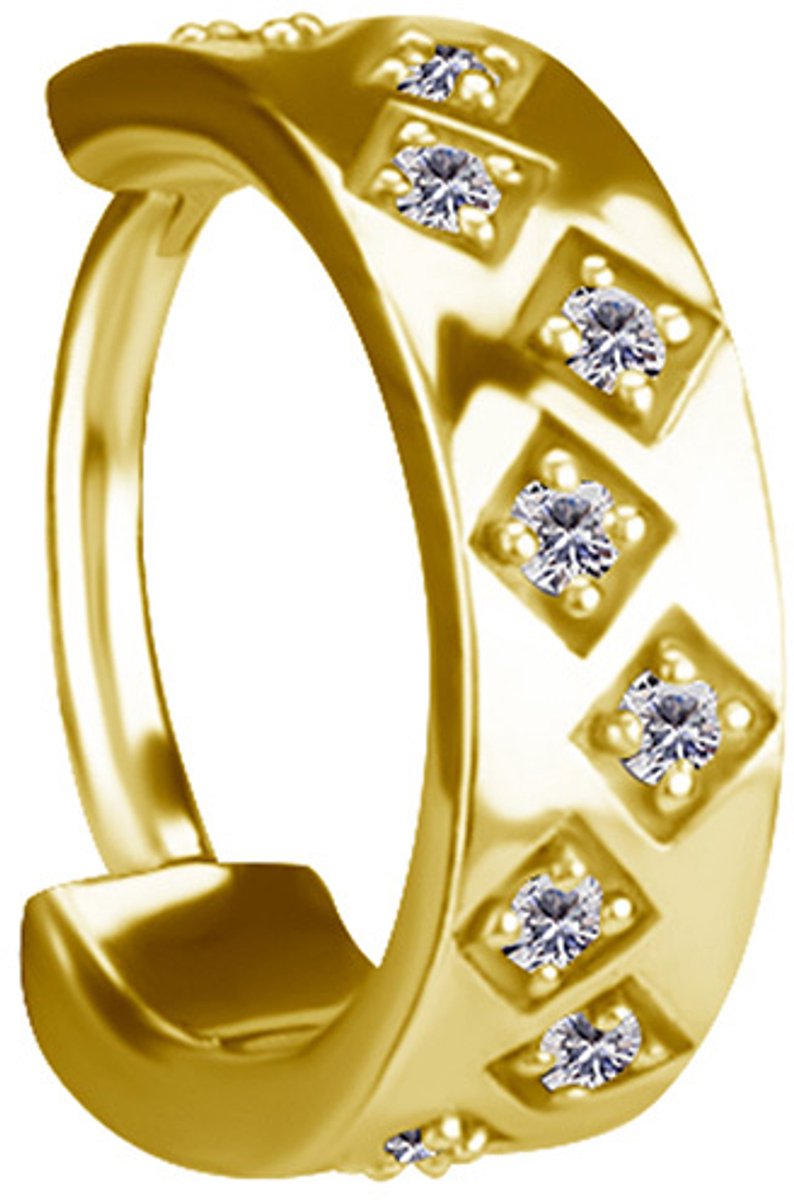 Crazy Needles K-070 Serie - Sierlijke Clicker Oorbel - Goud - Met Witte Zirkonia