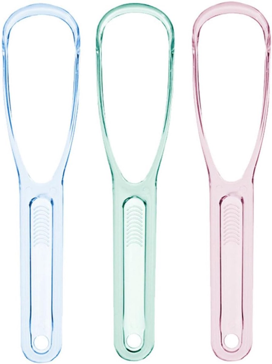 Tongreiniger Set - Tongschraper Mondverzorging - Frisse Adem - Dubbele Schraperzijde - 15 cm - Diverse Kleuren