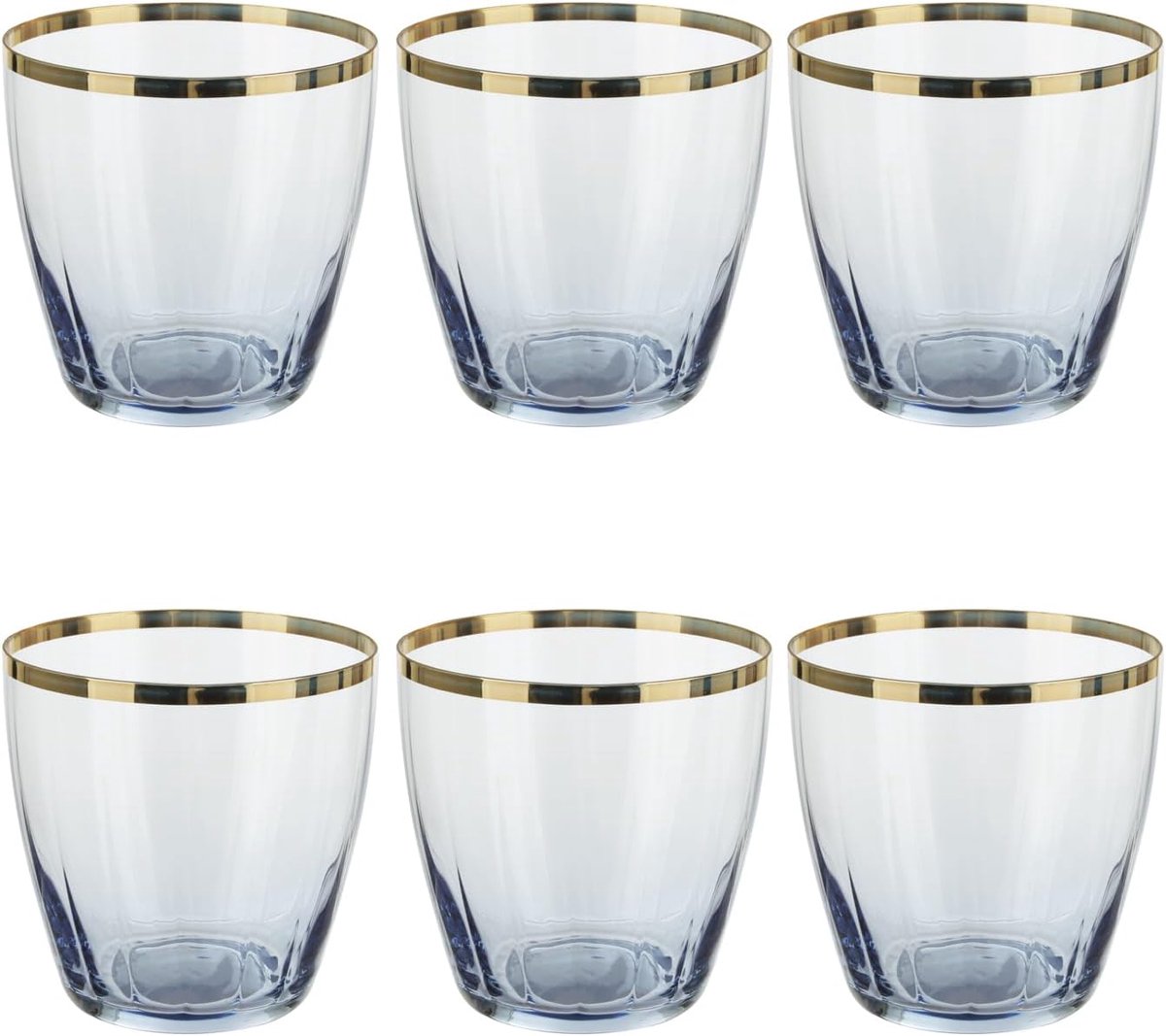Set Glazen - Drinkglazen Mokken - Elegante Dranken - Uniek Kleurverloop - 365 ML - Blauw Goud