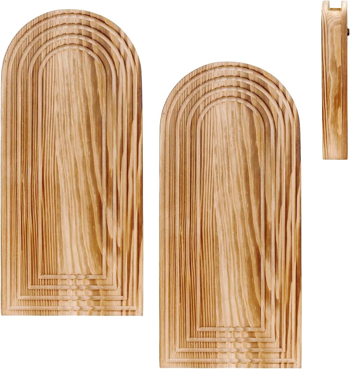 Wandvaas Hout - Bloempot Muur - Decoratie Binnen - Handgemaakt Natuurlijk - 32 x 15 x 8.5 cm
