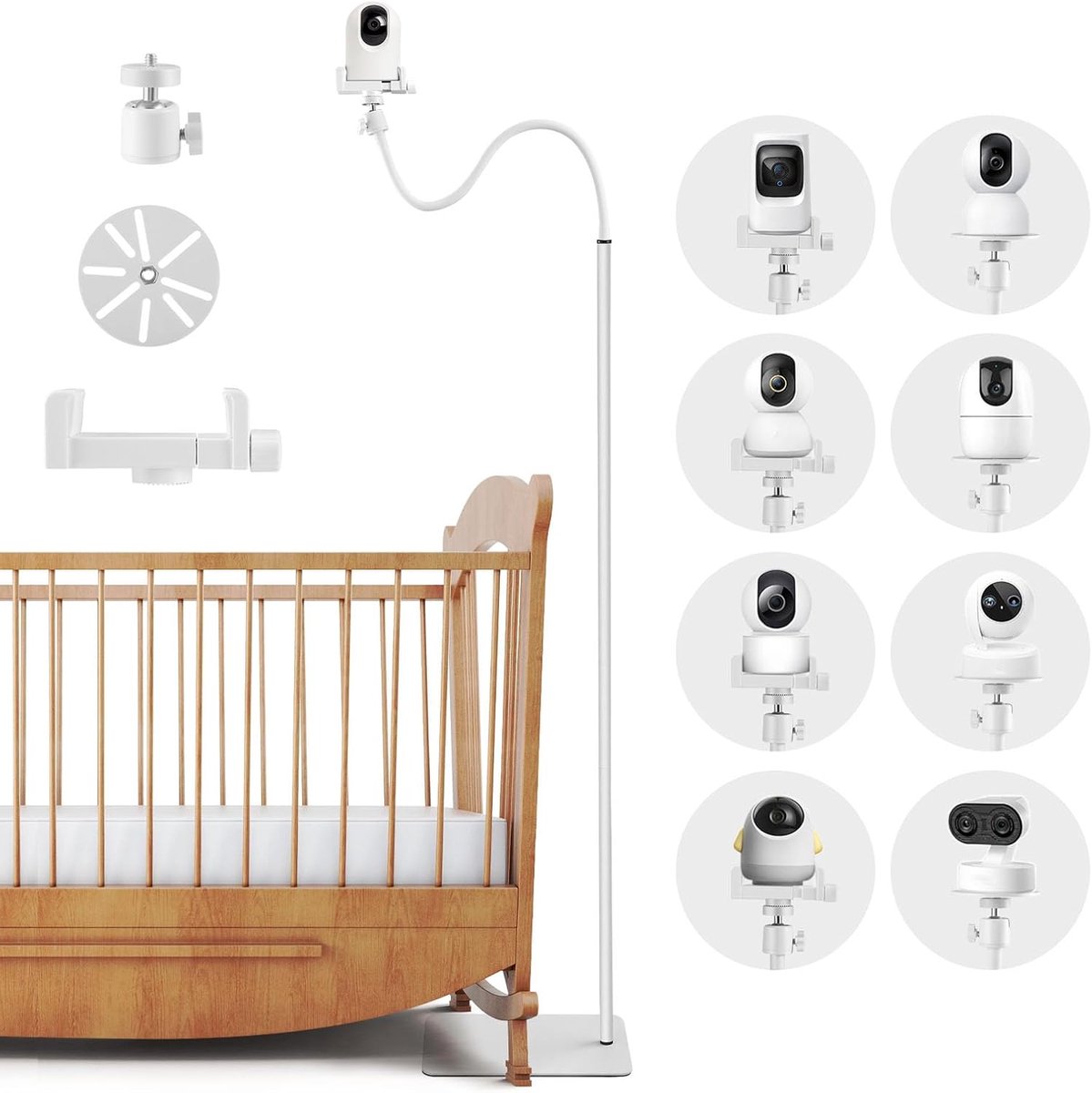 Babycamera Houder - Babyfoon Standaard - Babykamer Bewaken - Flexibel 360 Graden - 90-170cm Verstelbaar
