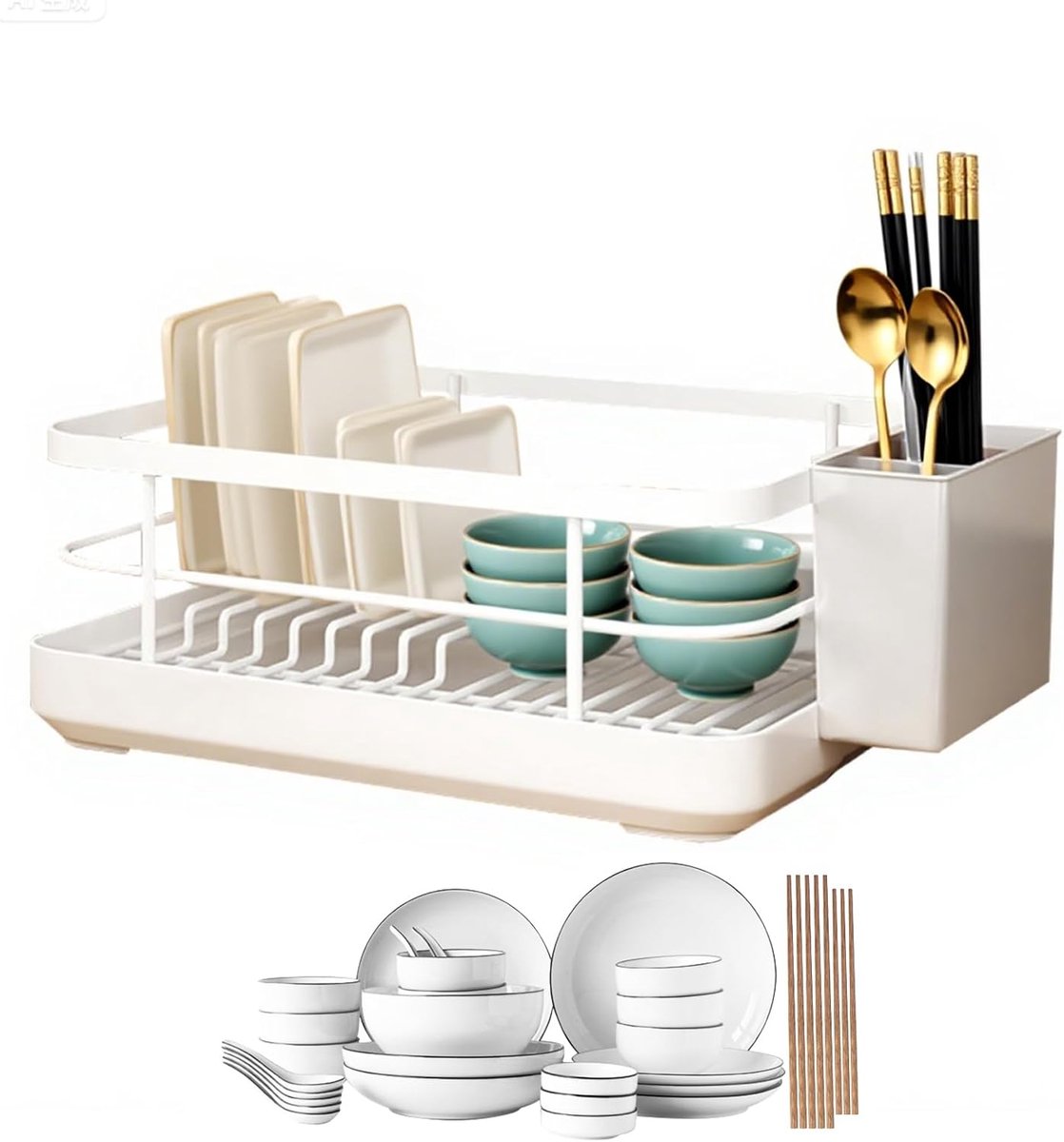Schotelafvoerrek - Keuken Organizer - Vaat Drogen - Compact Ontwerp - 34x26x16 cm - Veelkleurig