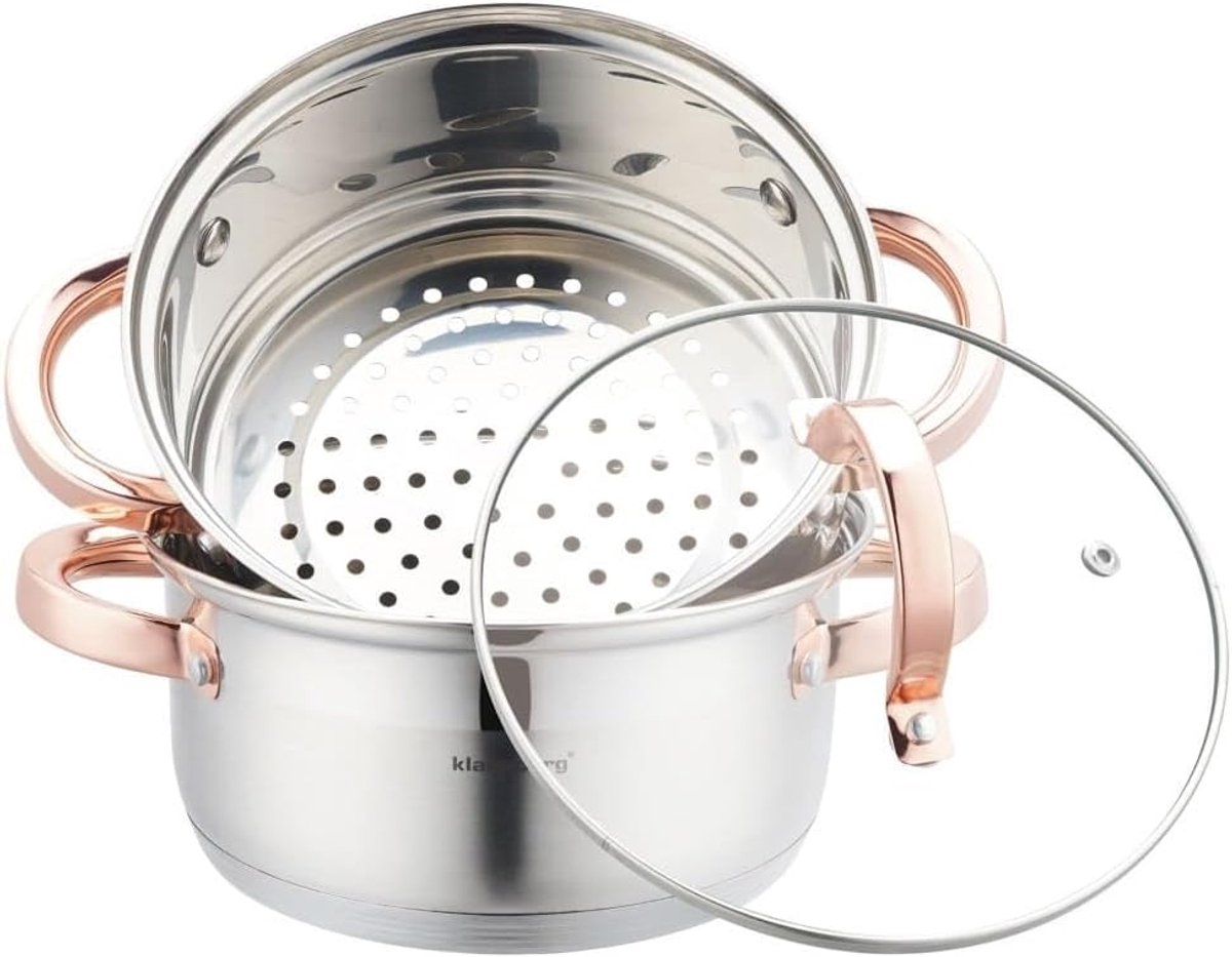 Stoompan Pannenset - Stoomkoker - Gezond Koken - 3-delig - 18 cm