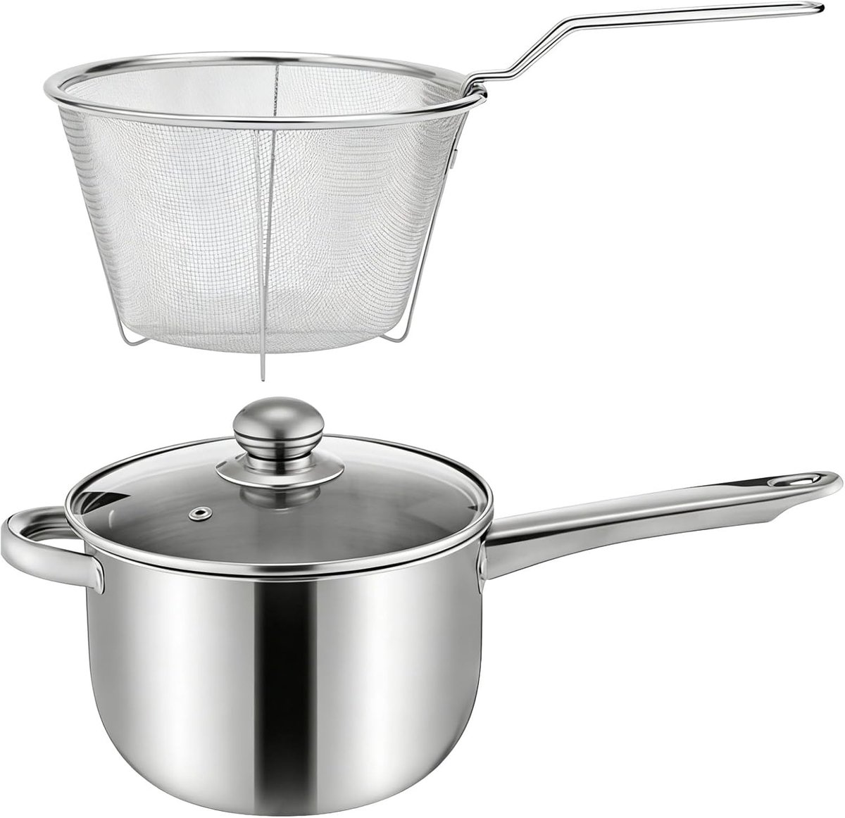 Frituurpan Roestvrij Staal - Koekenpan Braadpan - Gezond Frituren - Antiaanbaklaag - 38 x 13 x 19.5 cm - Meerkleurig