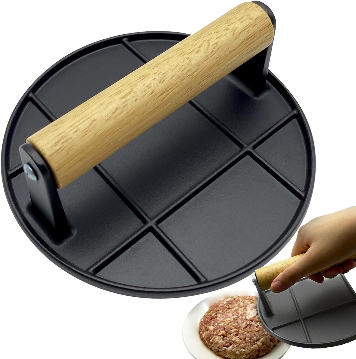 Burgerpers - Grillpers Vleespers - Perfect Grillen - Hittebestendig Handvat - 165 cm - Metaal