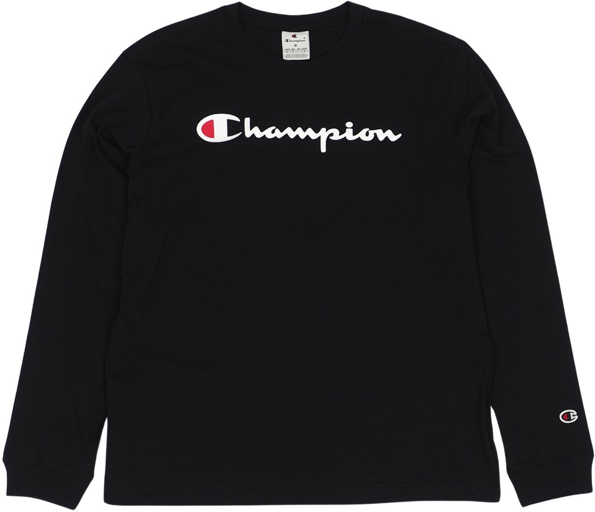 Champion T-shirt Heren Crewneck Long Sleeve Zwart