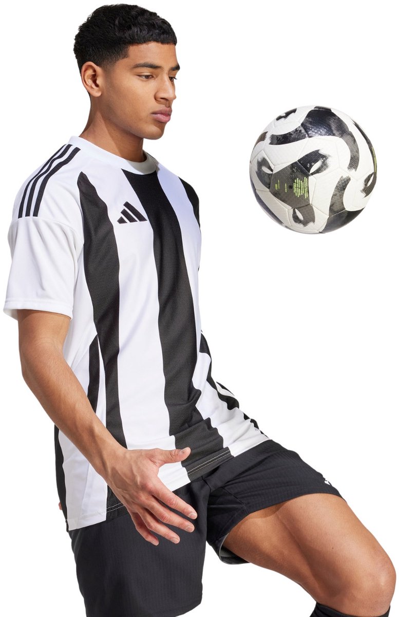 adidas T-shirt Heren Striped 24 Jersey Wit-Zwart - Maat L