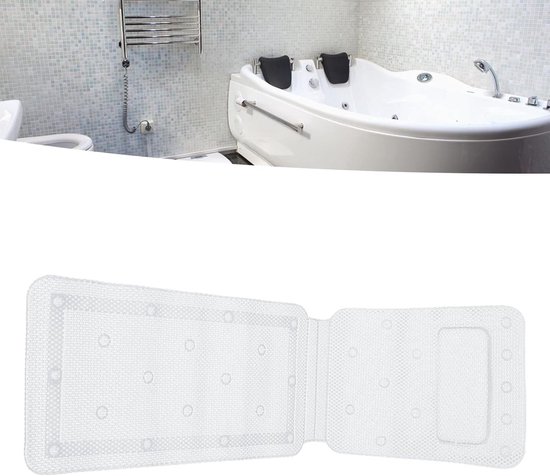 Zachte Badmatras Voor Volledig Lichaam - Spa - Kussen - Zachte Gewatteerde Mat - Ademend - PVC-Schuim - Comfortabel en Luxe - Relaxen in Bad - Wit — afbeelding 2