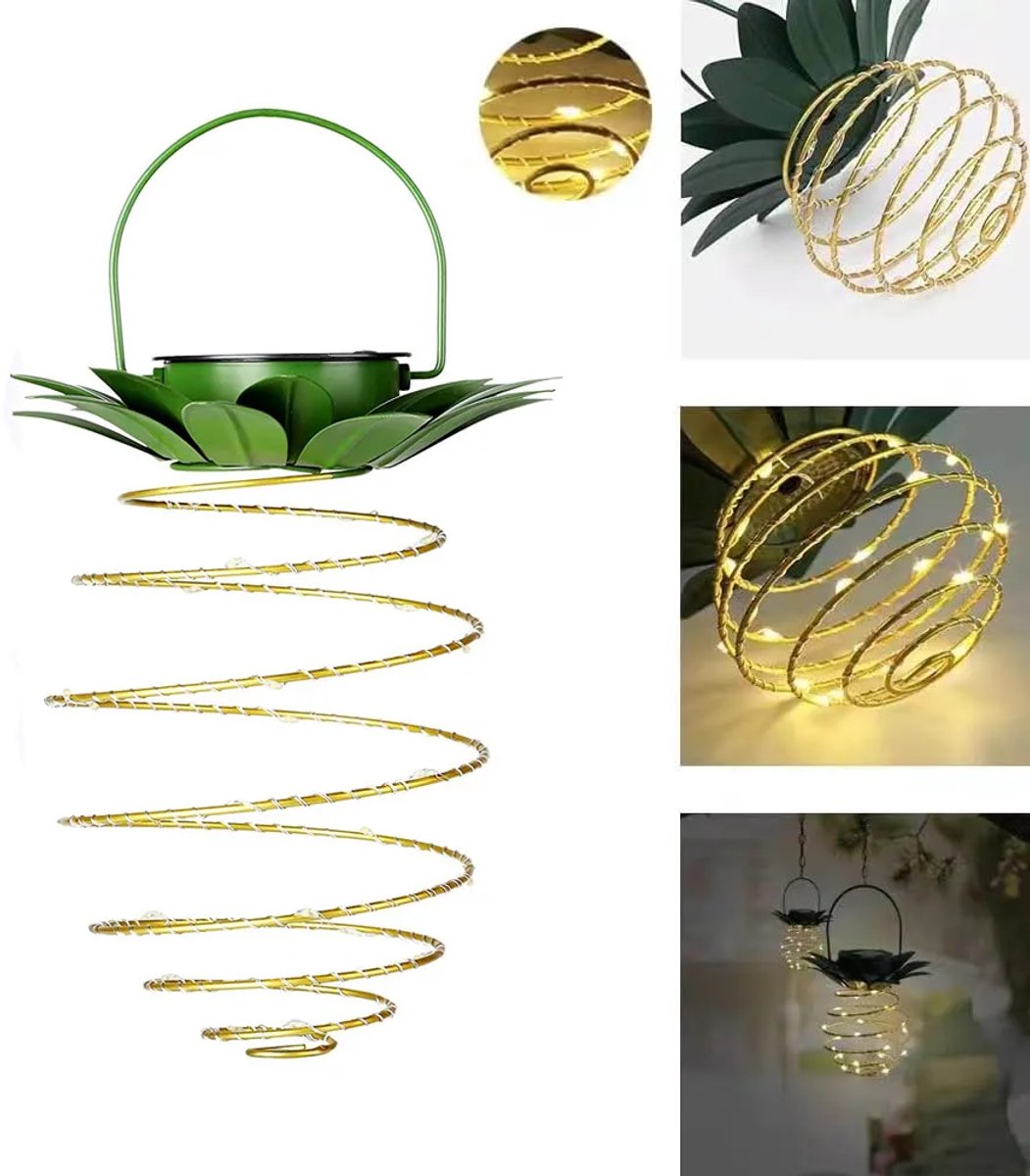 30 LED Solar Ananas Kroonluchters – Warm Licht – Ijzer & Koperdraad – Buiten Decoratie – V