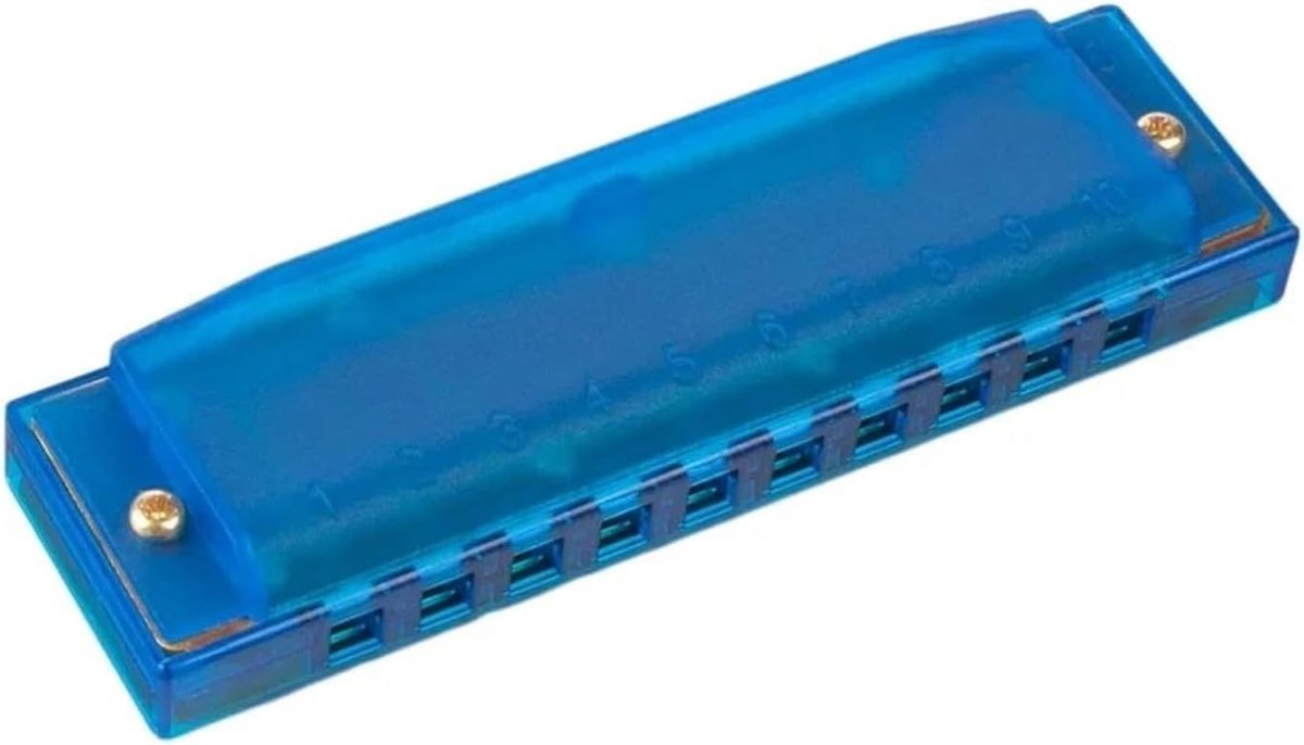 Mondharmonica - 10 Gaats Instrument - Muziek Maken - Voor Beginners - 10cm Lengte - Blauw