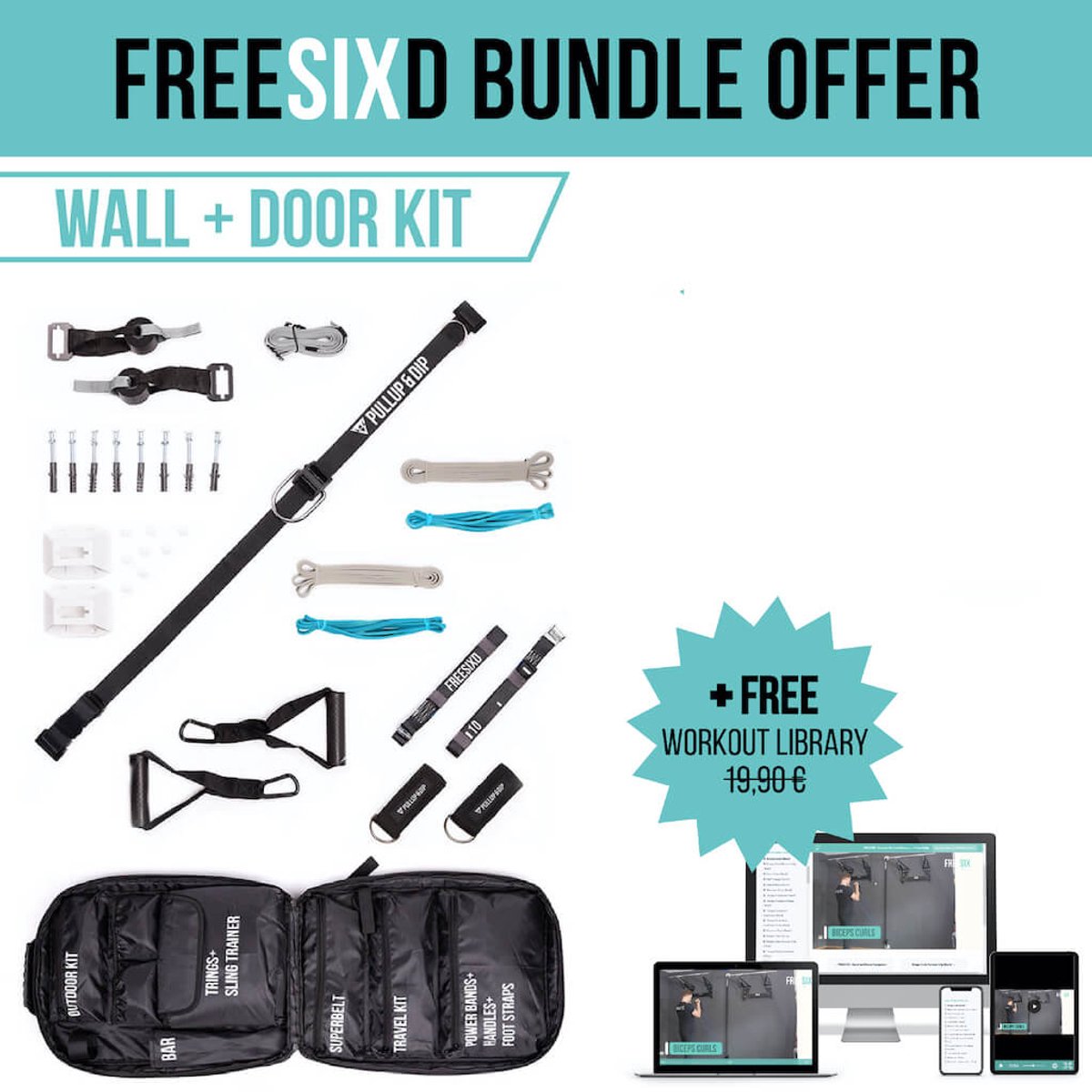 PULLUP & DIP FREESIXD - Draagbare Gym - Full-Body Training - Overal Bevestigbaar - Compact Reisontwerp