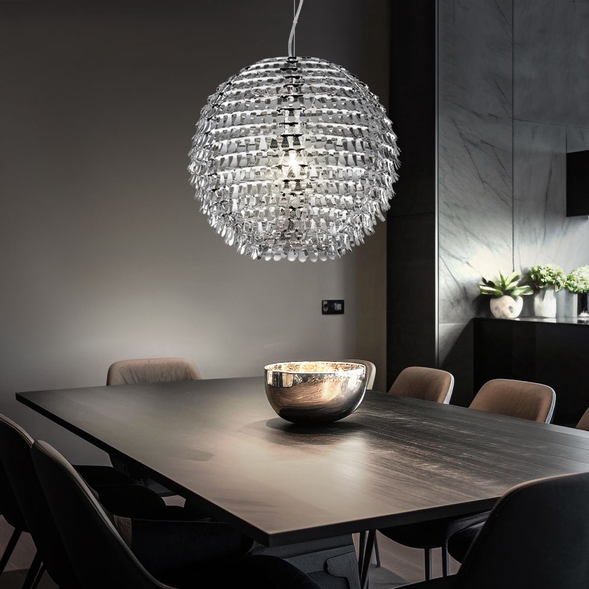 Trio Leuchten - GLOBAL - hanglamp - zonder lichtbron -chroom