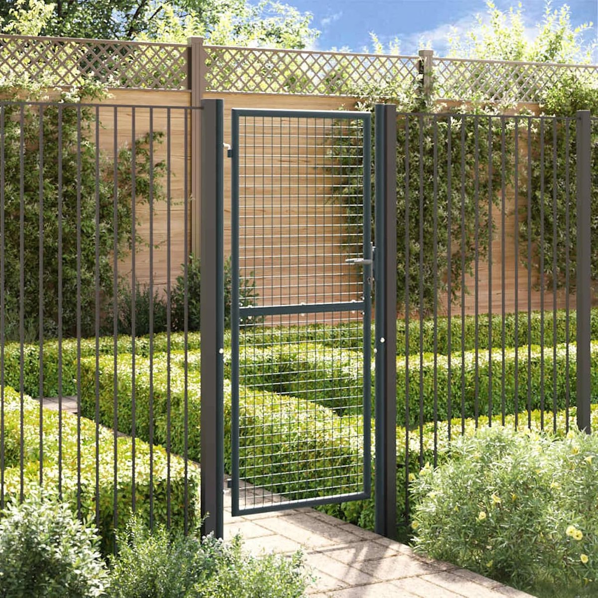Tuinpoort Staal - Tuinhek Verzinkt - Toegang Afscheiding - Roestvrij Gepoedercoat - 100x25