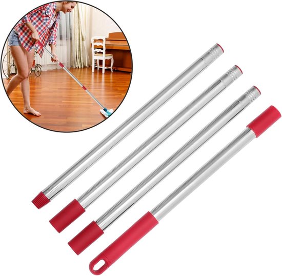 Vervangende Dweilstok - Moppensteel Accessoire - Vloeren Schoonmaken - Verstelbare Lengte - 146cm - Donkerrood — afbeelding 4