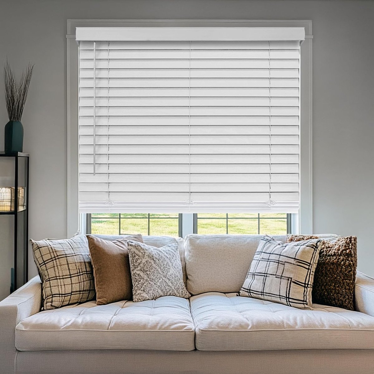 Houten Jaloezieën - Raambekleding Gordijnen - Privacy Lichtregeling - Snoerloos Bedienbaar - 30.5 x 213 cm - Wit
