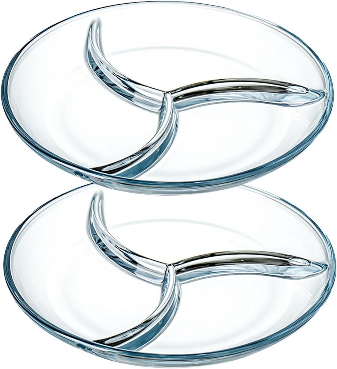 Glazen Snackborden 25 cm - Gescheiden Serveerborden en Dessertborden (Set van 2)