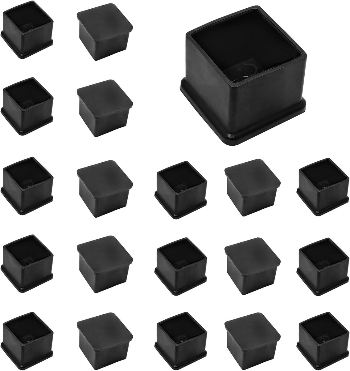 20 stuks vloerbeschermers voor stoelen en tafels - zwarte PVC caps voor meubelpoten