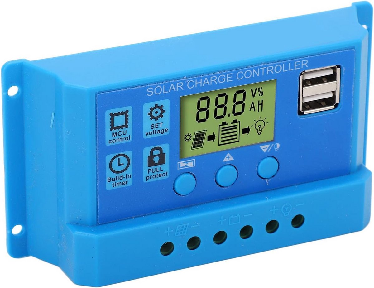 MPPT Zonne-laadregelaar 12V 24V met USB-aansluitingen voor Campers - 20A