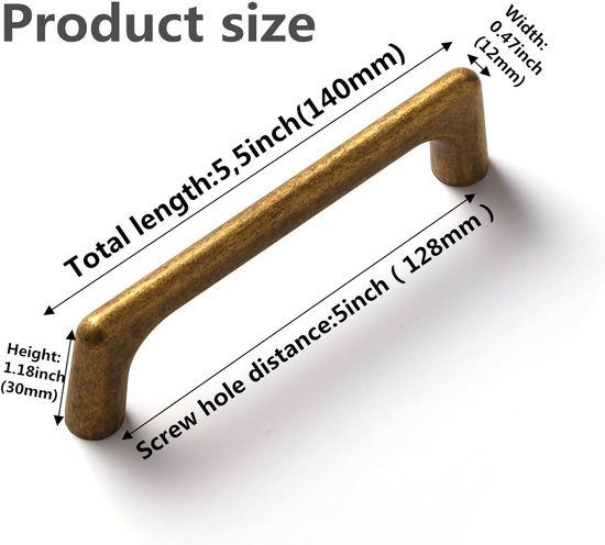 Antieke bronzen keukenkast handgrepen - 6 stuks deurgrepen 128mm | bol