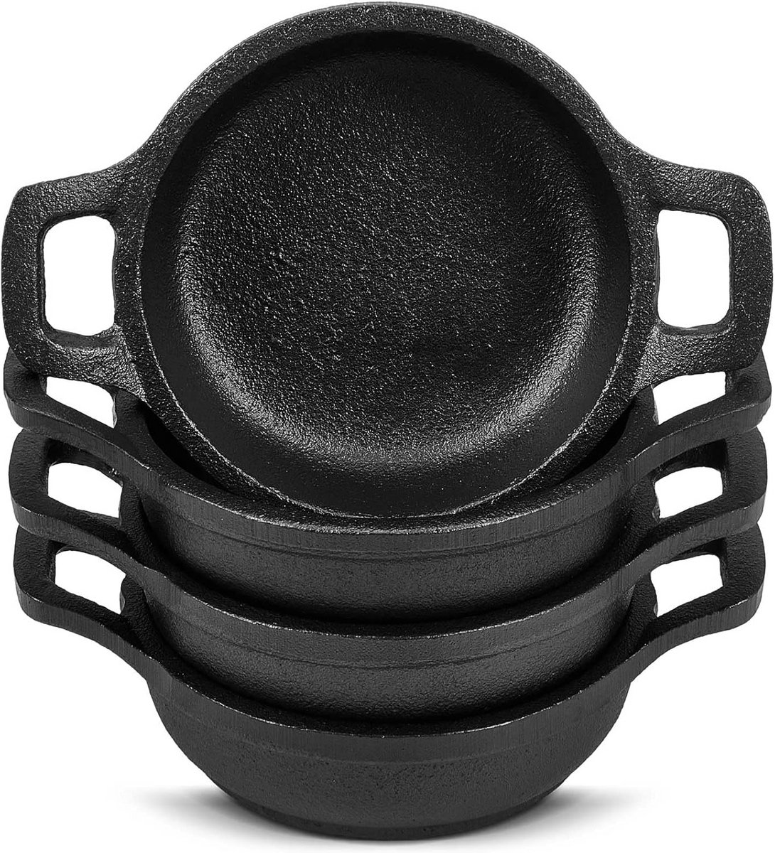 Set van 4 mini gietijzeren koekenpannen - ovenveilig kookgerei voor gerechten