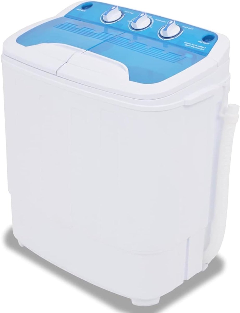 Corenia Mini Wasmachine – Miniwasmachine – Compacte Wasmachine – Kleine Wasmachine – Dubbele Trommel – 5 6 kg Capaciteit – Automatische Timer – Waterafvoerslang