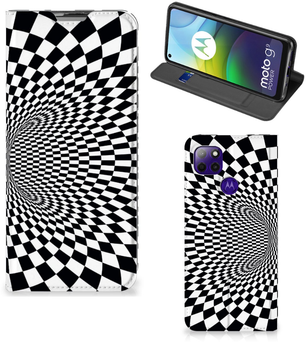Book Case voor Motorola Moto G9 Power Stand Case Illusie