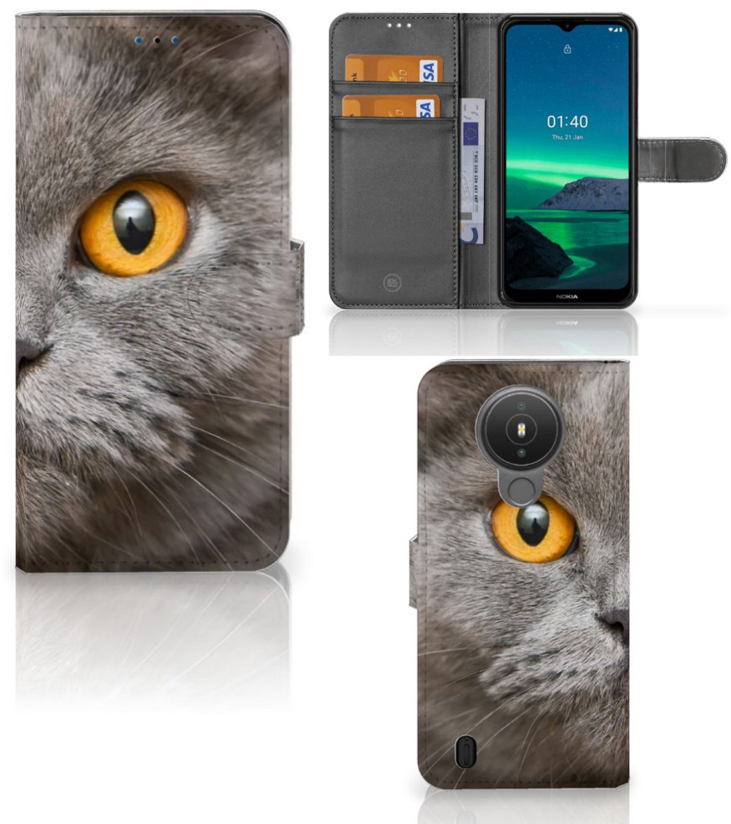 Telefoonhoesje met Pasjes Nokia 1.4 Britse Korthaar