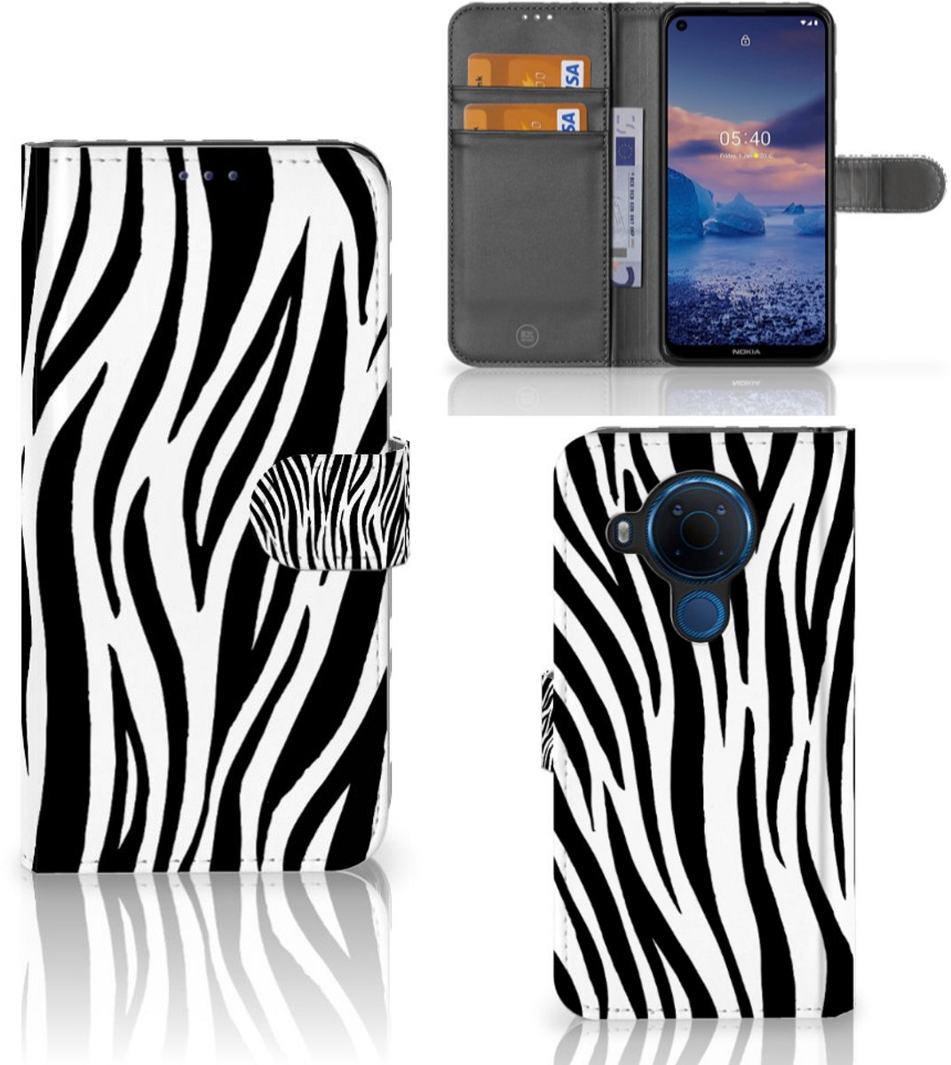 Nokia 5.4 Telefoonhoesje met Pasjes Zebra