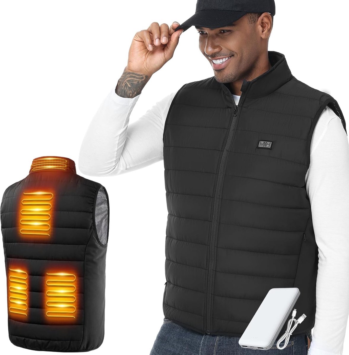 Verwarmd Vest voor Dames en Heren met 3 Verwarmingsniveaus en 6 Verwarmingszones voor Outdoor